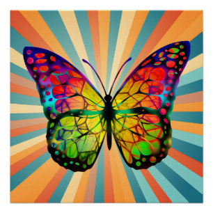 RETRO VINTAGE SCHMETTERLING ABSTRAKT POSTER