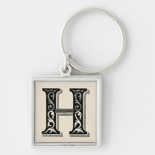 Retro-Vintage Schreibfläche H Monogramm Schlüsselanhänger (Vorne)