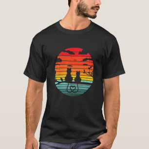 Retro Vintage Schwarze Katze Katzen Kätzchen Hoppl T-Shirt