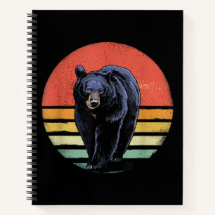 Retro Vintage Schwarzer Bär Notizbuch