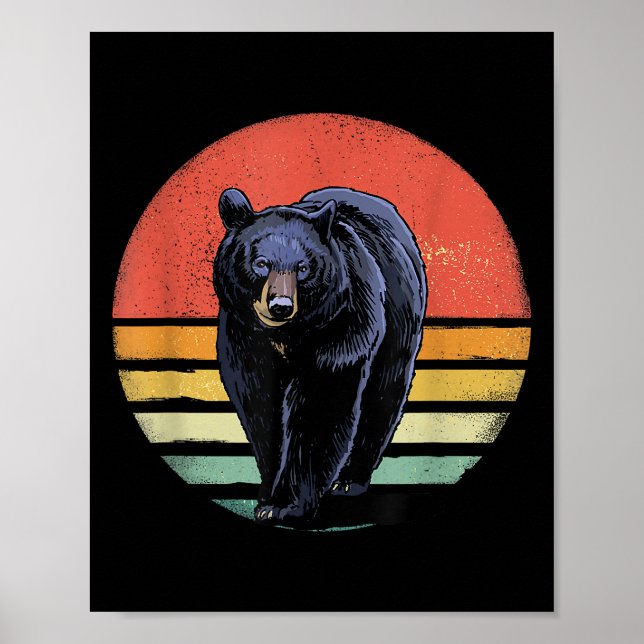 Retro Vintage Schwarzer Bär Poster (Vorne)