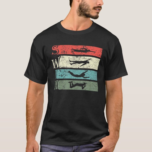 Retro Vintage Schwimmer Schwimmen T-Shirt (Vorderseite)