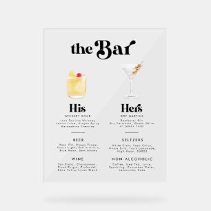 Retro Vintage Signatur Drinks Bar Menu Acrylschild