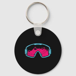 Retro Vintage Skibrille 80er 90er Skifahren Schlüsselanhänger
