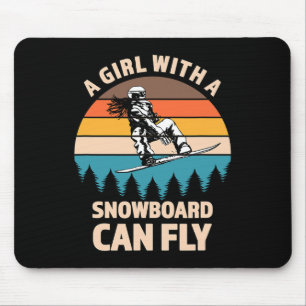 Retro Vintage Snowboard Mädchen Shirt Lustiger Win Mousepad