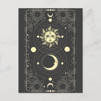 Retro Vintage Sonnenstrahlen Wolken Tarot Rahmen Postkarte