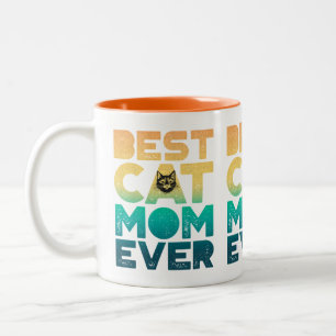 Retro-Vintage-Sonnenuntergang-Muttertag-Beste-Katz Zweifarbige Tasse