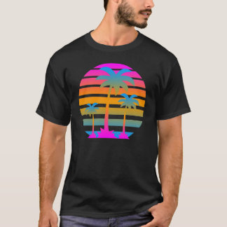 Retro Vintage Sonnenuntergang Palmen T-Shirt