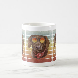 Retro Vintage Sonnenuntergang Schokolade Dachshund Kaffeetasse