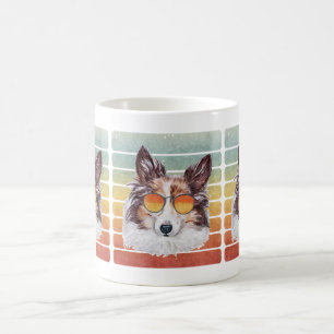 Retro Vintage Sonnenuntergang Sheltie Mama Papa Kaffeetasse