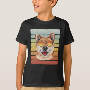 Retro Vintage Sonnenuntergang Shiba Inu Mama Papa T-Shirt