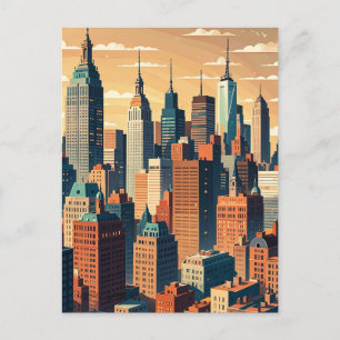 Retro-Vintage-Sonnenuntergang über Manhattan Postkarte
