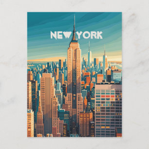 Retro-Vintage-Sonnenuntergang über Manhattan Postkarte