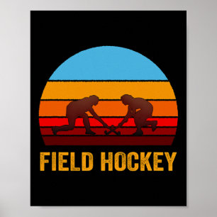 Retro-Vintage-Stil-Sonnenuntergang-Feldhockey  Poster