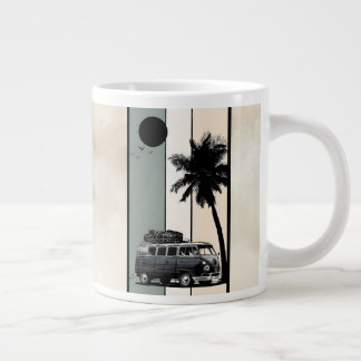 Retro Vintage Strand Van und Palme Jumbo-Tasse