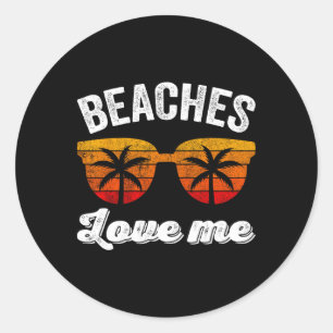 Retro Vintage Strände Liebe Me Shirt Funny Beach V Runder Aufkleber