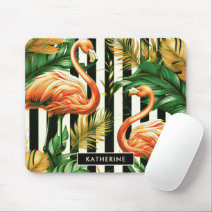 Retro-Vintage-Streifen Flamingo Mousepad