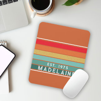 Retro Vintage Streifen Warmes Orange Mousepad