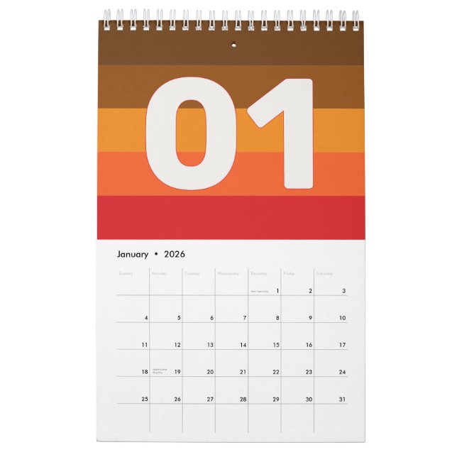 Retro Vintage Stripes 2026 Kalender (Jan 2026)
