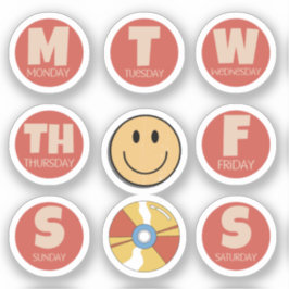 Retro, Vintage Tage des Week Sticker Pack