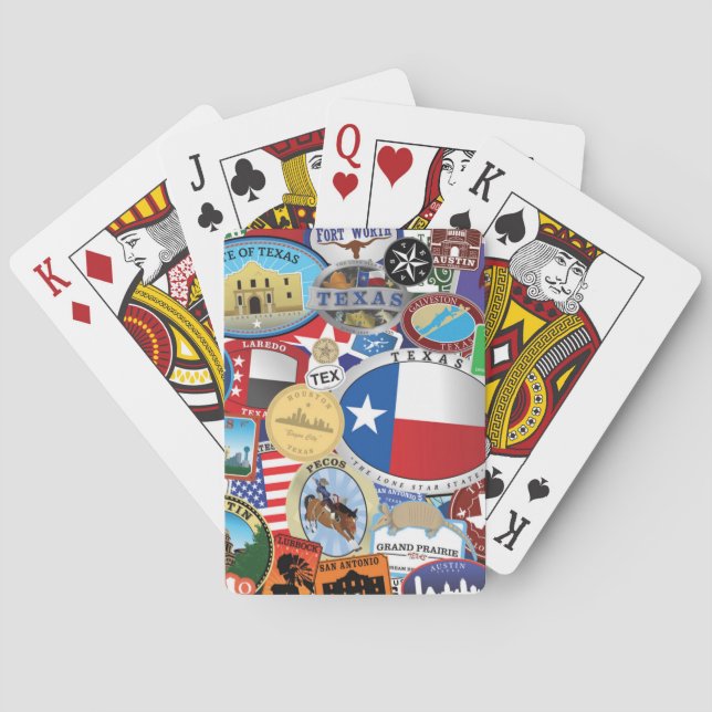Retro Vintage Texas Sticker Pattern Spielkarten (Rückseite)