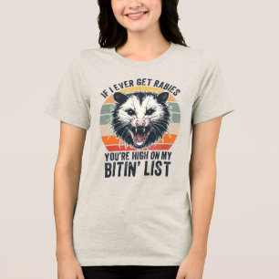 Retro Vintage Tollwut Waschbär Sarkastischer Humor Tri-Blend Shirt
