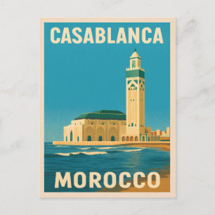 Retro Vintage Travel Casablanca Postkarte