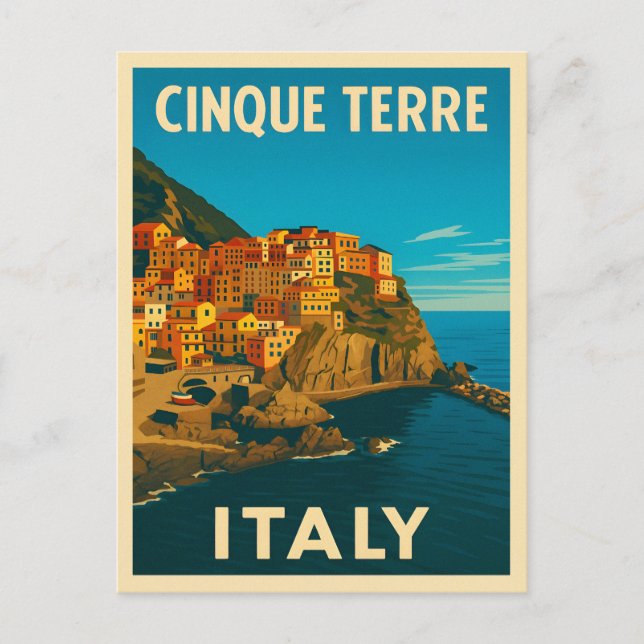Retro Vintage Travel Cinque Landschaftlich Postkarte (Vorderseite)
