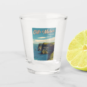Retro Vintage Travel Cliffs of Moher Irland Schnapsglas