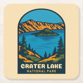 Retro Vintage Travel Crater Lake National Park Rechteckiger Pappuntersetzer