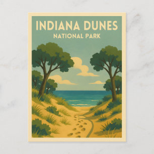 Retro Vintage Travel Indiana Dunes National Park Postkarte