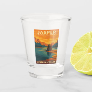 Retro Vintage Travel Jasper Nationalpark Landschaf Schnapsglas