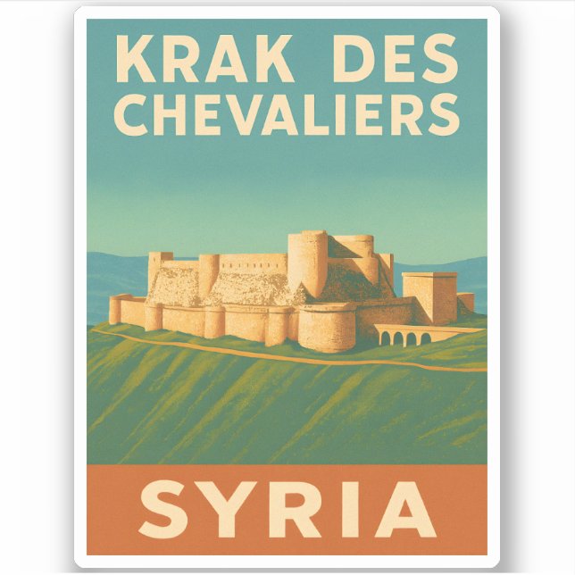 Retro Vintage Travel Krak des Chevaliers Aufkleber (Vorderseite)