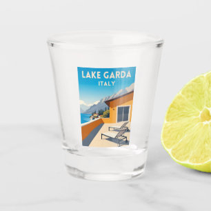 Retro Vintage Travel Lake Festival Moon and Stars Schnapsglas