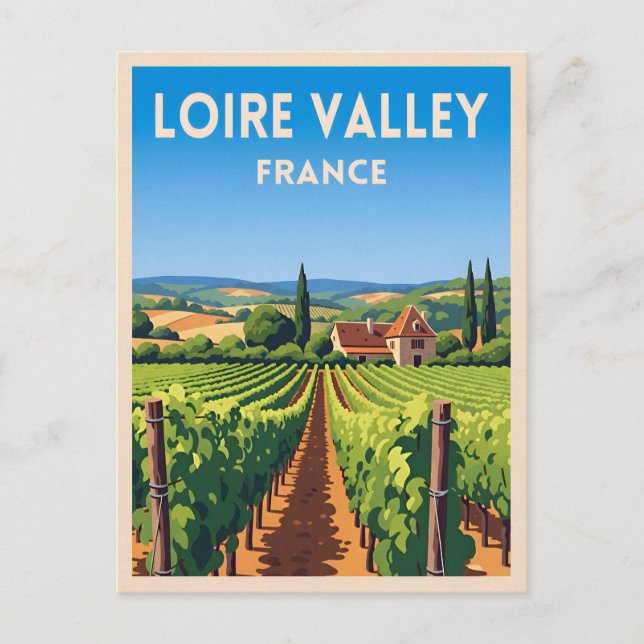 Retro Vintage Travel Loire Vincenzo Postkarte (Vorderseite)