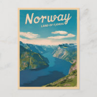 Retro Vintage Travel Norwegen Fjord Landschaft