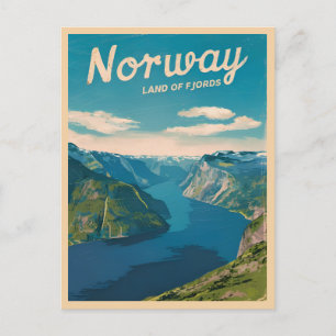 Retro Vintage Travel Norwegen Fjord Landschaft Postkarte
