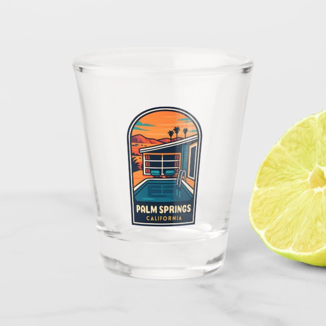 Retro Vintage Travel Palm Springs California Schnapsglas (Vorderseite)