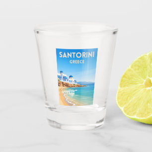Retro Vintage Travel Santorini Griechenland Strand Schnapsglas