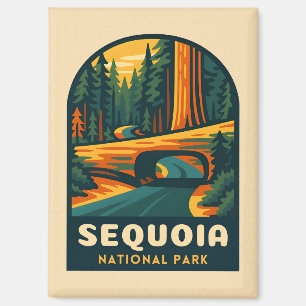 Retro Vintage Travel Sequoia Nationalpark Natursch Magnet