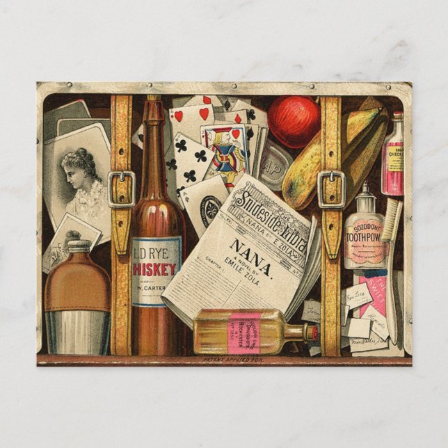 Retro Vintage Travel Suitcase Postkarte (Vorderseite)