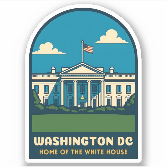 Retro Vintage Travel White House Washington DC Aufkleber (Vorderseite)