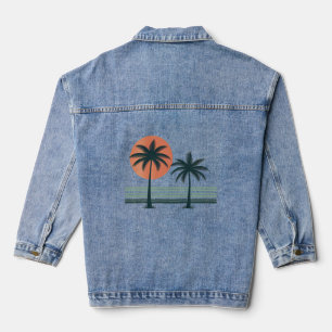 Retro/Vintage tropische Palmen Jeansjacke