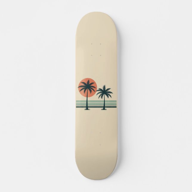 Retro/Vintage tropische Palmen Skateboard (Vorne)