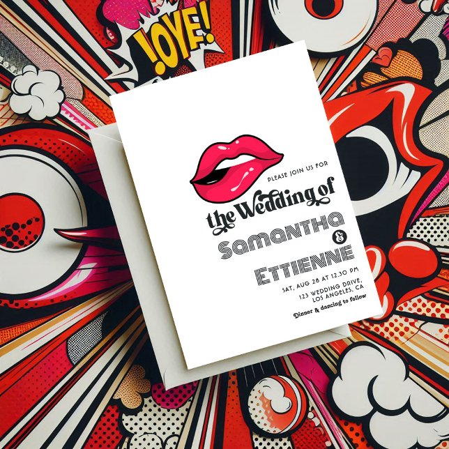 Retro Vintage Typografie Pop Hochzeit Einladung (Retro Vintage Typography Pop Art Wedding Invitation)