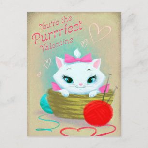 Retro Vintage Valentine cat Carte postale