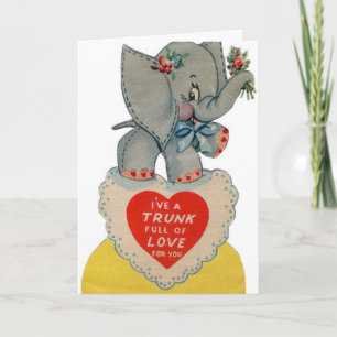 Retro Vintage Valentine éléphant ajouter carte de 
