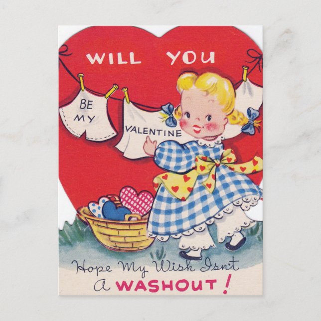 Retro Vintage Valentine fille Carte postale (Devant)