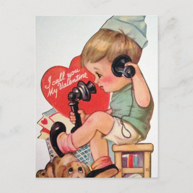Retro Vintage Valentine garçon Carte postale (Devant)