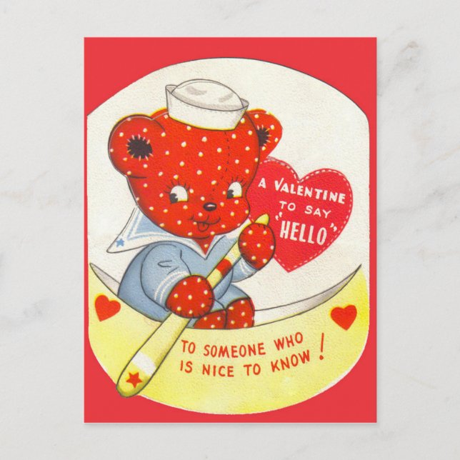 Retro Vintage Valentine ours Carte postale (Devant)